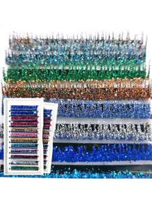 aHoneya 1 Case 12 Rows Glitter Eyelash Summer Colorful Shiny Lashes Wedding Concert Party Eye Lash 10-15mm Silvery Blue Green Purple Pink Yellow Gold Eyelashes