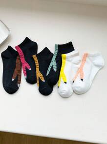 6 Pairs Absorbent Soft Chicken Claw Pattern Socks, Versatile Short Ankle Socks, All Season