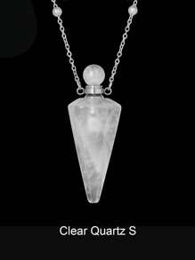 1pc Gold Color Stainless Steel Natural Stone Cone Perfume Bottle Necklace For Women Men Healing Black Obsdian Clear Quartz White Crystal Rose Quartz Pendant Reiki Essentials Oil Diffuser Vial Necklace H119