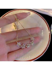 1pc Brick-Inlaid Snowflake Zirconia Fashionable Simple Bracelet - High-End, Versatile Ornament With Elegant Valentine's Day Accessories