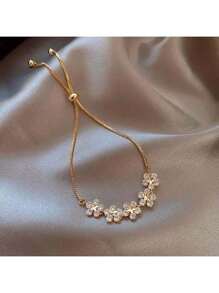 1pc Brick-Inlaid Snowflake Zirconia Fashionable Simple Bracelet - High-End, Versatile Ornament With Elegant Valentine's Day Accessories