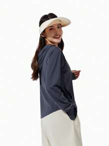 TECTOP Summer Workout Women Sun Protection UPF200+ UV Long Sleeve Shirt Cool Quick Dry Fabric Sun Protection Full Zip Running Track - Dark Grey - View 5