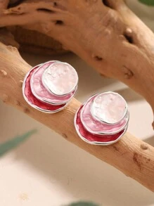 1 Par de brincos de argola redondos, Multicamadas e coloridos de liga de zinco esmaltados, elegantes e minimalistas, criativos e originais, adequados para uso diário de mulheres, banquetes, festas e presentes de madrinhas.