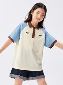 Balabala Camiseta de manga corta para niños, camisa básica para niños 2024 Nueva, camisa polo de verano para niños grandes