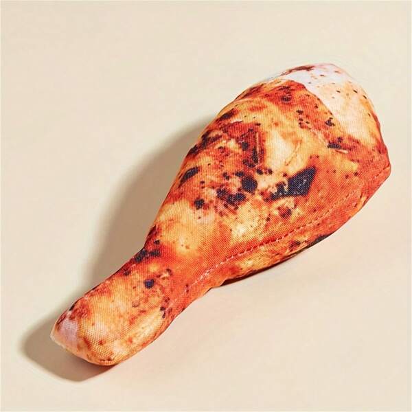 1pc Chicken Leg Design Pet Grinding Teeth Squeaky Plush Toy, Durable Chew Toy For Dog Interactive Supply