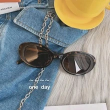 1pc Retro Cat Eye Oval Fashion High-End Stylish Fashion Glasses For Women, Suitable For Beach