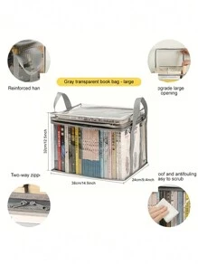1 pièce Boîte de rangement transparente pour livres, boîte de rangement pour livres pliable, rangement pour salle de classe, boîte de rangement pour livres, boîte de finition domestique transparente, boîte de rangement pour livres