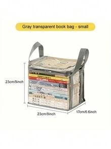 1 pièce Boîte de rangement transparente pour livres, boîte de rangement pour livres pliable, rangement pour salle de classe, boîte de rangement pour livres, boîte de finition domestique transparente, boîte de rangement pour livres