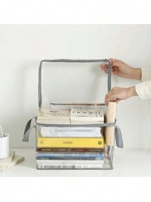 1 pièce Boîte de rangement transparente pour livres, boîte de rangement pour livres pliable, rangement pour salle de classe, boîte de rangement pour livres, boîte de finition domestique transparente, boîte de rangement pour livres