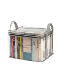 1 pièce Boîte de rangement transparente pour livres, boîte de rangement pour livres pliable, rangement pour salle de classe, boîte de rangement pour livres, boîte de finition domestique transparente, boîte de rangement pour livres