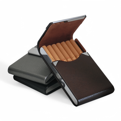 1Pc Fashion Leather Cigarette Case, Ultra-Thin And Portable Herb Cone Storage Box, Stainless Steel Frame Is Strong, Smoking Accessories., Cover