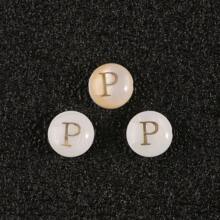 8 毫米珍珠母贝珠 26 颗大写字母白色天然珍珠贝壳字母圆珠适用于 DIY 珠宝制作配件