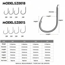 100pcs Strong Hook 10 #-14 # Saltwater Fishing Hooks,High Strength And Corrosion Resistance Sea Fishing Accessories - Silver - View 2