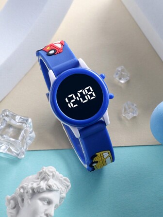 1pc Unisex Kids Cute Car Shaped Round LED Electronic Watch, Suitable For Daily Wear