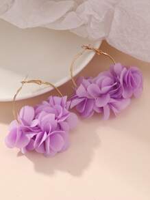 2pcs/Set Girls' Colorful Faux Flower Earrings, Daily Decoration - Multicolor - View 4