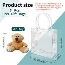 5pcs Transparent PVC Gift Bags (With Handle), Small Clear Gift Packaging Bag, Reusable Shopping Bag (With Handle), Suitable For Merchandise, Retail, Small Businesses - Clear - View 4