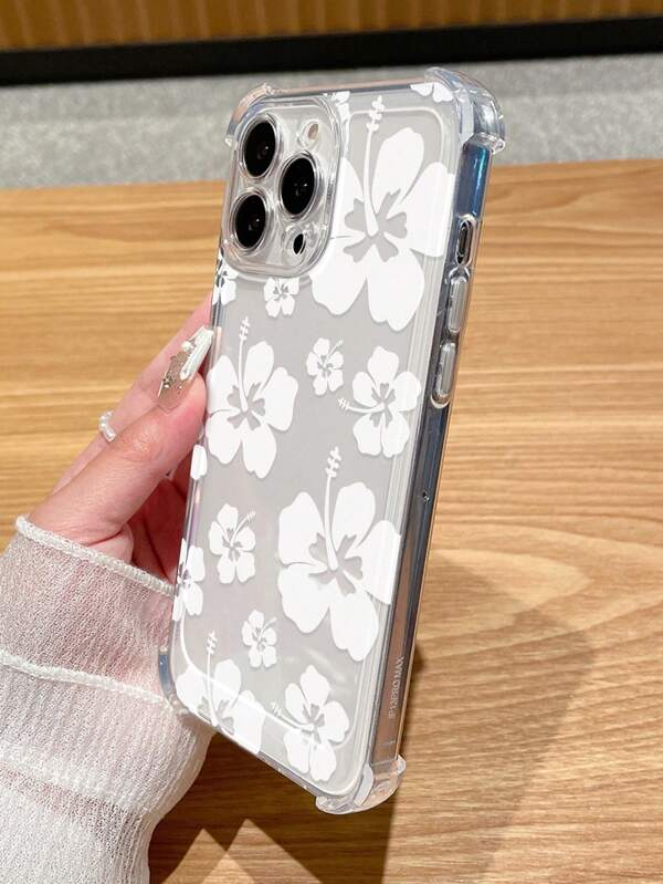 Flower 1pc TPU Floral Printed Phone Case With Thickened Four Corners For Drop-Protection, Compatible With IPhone 11 12 13 14 Pro/Max, XR, 15/Pro/Max, Samsung Galaxy Series