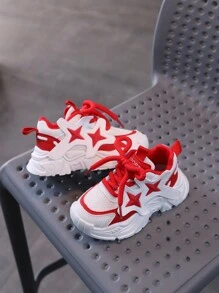 Spring New Kids Sports Shoes, Non-Slip Comfortable Lining Faux Lace-Up Children Casual Sneakers, Student Shoes - Red - View 5