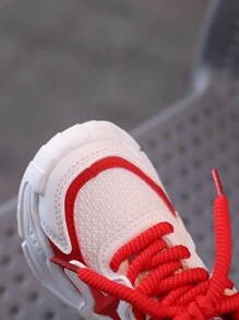 Spring New Kids Sports Shoes, Non-Slip Comfortable Lining Faux Lace-Up Children Casual Sneakers, Student Shoes - Red - View 8