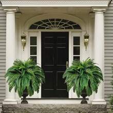 18/28/39 Piezas de helechos, plantas verdes de helechos, plantas artificiales, helechos artificiales, helechos falsos realistas con protección UV, para decoración del hogar en ventanas, porches y decoración de eventos y fiestas en oficinas - Verde - Ver 6