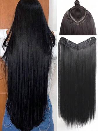 One Piece V-Shaped Hair Extensions,Synthetic Hair Extensions For Long Straight Hair,