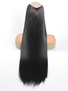單片V字型髮片，適用於長直髮的合成髮延長件 - 黑色 - 查看 8