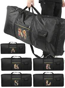 1 bolso de teclado de instrumento con estampado floral y letras, bolso protector de almacenamiento para teclado portátil a prueba de agua, con asa de transporte, funda anti-golpes para piano electrónico, ideal para viajes y almacenamiento en el hogar, de 61 teclas, con bolsillos dobles y protección completa contra el polvo