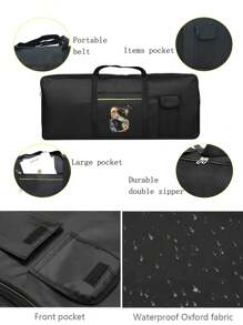 1 bolso de teclado de instrumento con estampado floral y letras, bolso protector de almacenamiento para teclado portátil a prueba de agua, con asa de transporte, funda anti-golpes para piano electrónico, ideal para viajes y almacenamiento en el hogar, de 61 teclas, con bolsillos dobles y protección completa contra el polvo