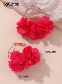 2pcs/Set Girls' Colorful Faux Flower Earrings, Daily Decoration - Multicolor - View 9