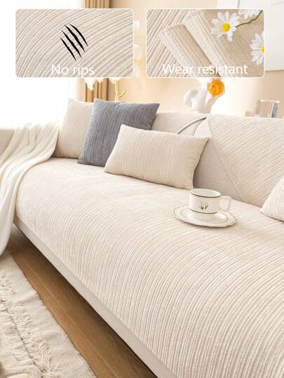 1pc All-Season Sofa Cushion Cover, Modern Minimalist Sofa Throw Blanket, Non-Slip Solid Color Luxury Sofa Protector, Dust-Proof And Washable, Adjustable For Corner Sofa, Bedroom, Office, Living Room, L-Shaped And 1/2/3/4-Seat Sofa