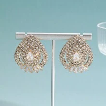 1 Par De Pendientes De Botón Con Forma De Lágrima De Piedra Transparente Gris Ligera Para Mujeres, Niñas, Oficina, Vida Diaria, Viajes