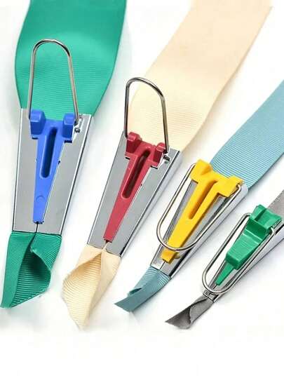 4pcs/Set Different Size & Color Bias Tape Makers With Awl, Sewing Quilting Tool Set