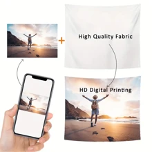 1pc Custom Tapestry - Personalize With Photos For Unique & Memorable Gifts - Ideal For Anniversaries, Birthdays, Weddings, Mother's Day & Special Events, Flag For Room, Room Decor, For Weddings, For Christmas, For Housewarming Sofa, Bed, Car, Tea Room, Bedroom, Living Room, Custom Flags, Flags For Room, Tapestry Washable, Lightweight,Season Picks,Fall Decor,Warm Ambience - Multicolor - View 2