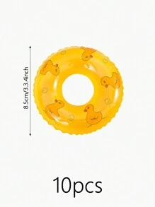 10pcs Yellow Duck Mini Swimming Rings Water Game - Yellow - View 3