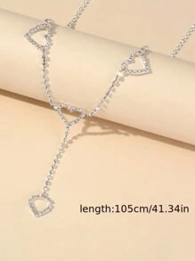 1pc Women Rhinestone Waist Chain Alloy Heart-Shaped Waist Chain Elegant Shiny Female Formal Dress Decoration Belt Simple Waist Accessory Body Chain Bridal Accessory Belt Party Waist Decoration Accessory Halloween Valentine's Day Valentines Summer, School Fall, Autumn, Halloween