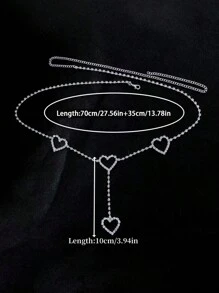 1pc Women Rhinestone Waist Chain Alloy Heart-Shaped Waist Chain Elegant Shiny Female Formal Dress Decoration Belt Simple Waist Accessory Body Chain Bridal Accessory Belt Party Waist Decoration Accessory Halloween Valentine's Day Valentines Summer, School Fall, Autumn, Halloween