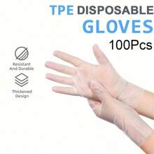50pcs/100pcs, Disposable TPE Gloves, Transparent Thickened Gloves, Powder Free Anti-Static, Suitable For Kitchen Cleaning, Household Cleaning, Food Processing, Baking, Beauty Hairdressing, Pet Care, Painting, Cleaning Supplies,Kitchen,Bathroom,Home,Household Supplies