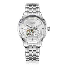 MEGIR MEGIR Moda Luxo Homens Relógios À Prova D'Água Aço Inoxidável Automático Relógio Mecânico Safira Caixa de Aço Relógio de Pulso Casual Empresarial