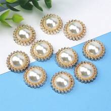 Conjunto de 10 botones de oro perlados para ropa con respaldo plano para manualidades de jardín y hogar, accesorios para scrapbooking - Multicolor - Ver 5