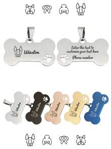 1pc Personalized Silver Small-Sized Bone Shaped Pet ID Tag, Customize Your Pet Name, Contact Information And Address On The Back, Engraved To Prevent The Pet From Getting Lost, Suitable For Small And Medium-Sized Dogs And Cats. Ornamental Stylish, Contracted, Cute, Cuties, Vintage Unique, Customized Christmas Decor, Dog Name/ID Tags Personalized, Treasure Finds
