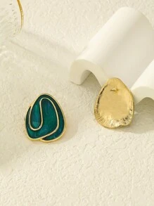 1pair European And American Asymmetrical Geometric Shape Oil Drop Stud Earrings - Geometric Earrings - View 7