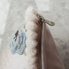 1入組白色和藍色花紋的坐墊套，宮廷風格的歐式復古面料靠墊套（不含內芯），適用於客廳 - 藍白色 - 查看 3