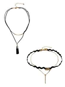 1 Bộ 6 Vòng Cổ Choker Nữ Bán Buôn, Vòng Cổ Đa Năng - màu đen - Xem 4
