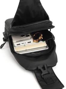 1入流行黑色男士胸包，具有多個口袋，適用於日常使用和約會禮物，腰包，臀包，腰包，旅行工作週末暑期假期大容量攜帶工具禮物個性化禮品男友爸爸丈夫大學袋