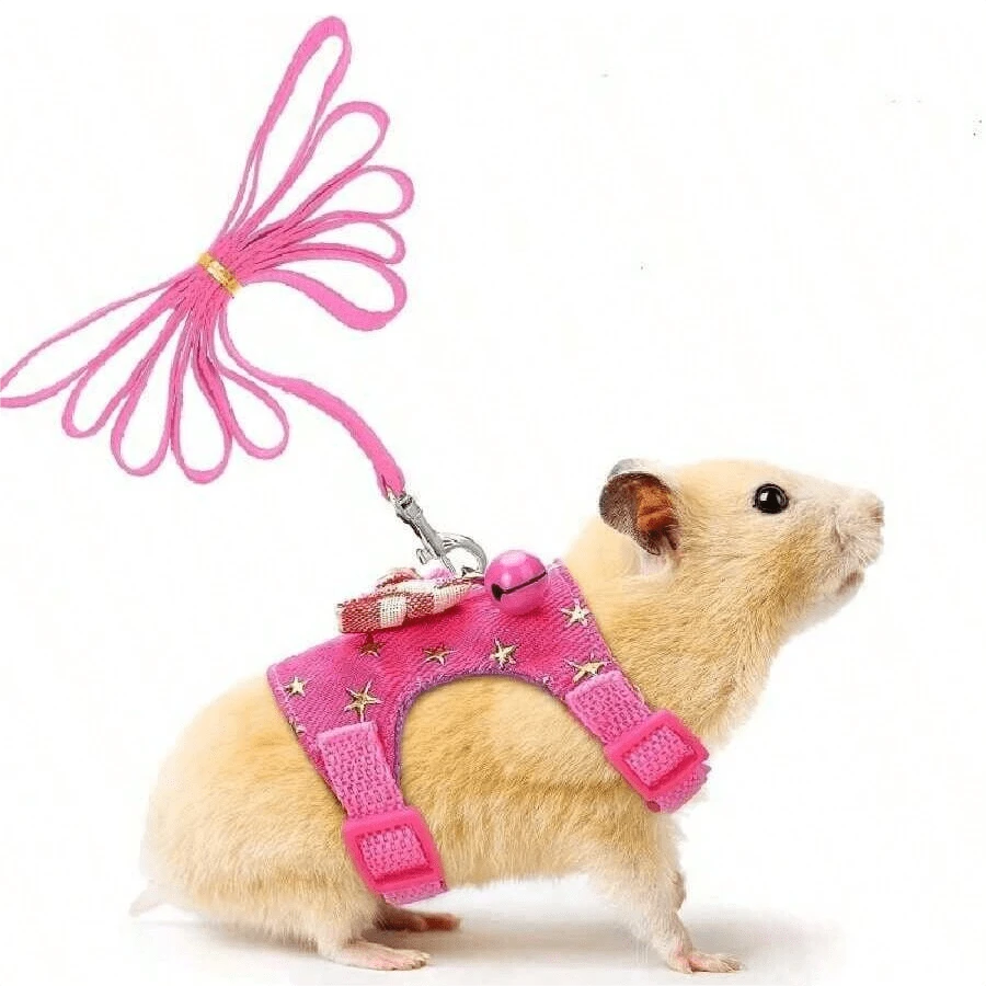 1入組寵物胸背帶，適用於倉鼠、雪貂、黃鼠狼、松鼠、天竺鼠和其他小型寵物 - 粉色 - 查看 1