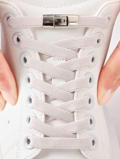 1 para elastycznych sznurowadeł bez wiązania ze sprzączką, jednolity kolor i kolorowe modne sznurowadła do trampek, butów do biegania i butów codziennych, białe buty, buty do koszykówki, buty sportowe do biegania letnie