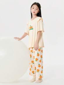 Balabala Girls' Pajama Set Summer Air-Conditioned Antibacterial Homewear - Yellow - View 3