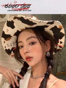 1頂復古PU皮革可愛女牛仔帽，時尚沙灘防曬帽女牛仔帽 - 彩色 - 查看 2