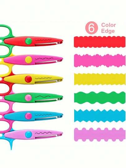 1pc/3pcs/6pcs Set Decorative Pattern Craft Scissors - Durable ABS Resin, Smooth Cutting - Suitable For Scrapbooking And DIY Projects, Vivid Design For Kids (Some Components Color Random)