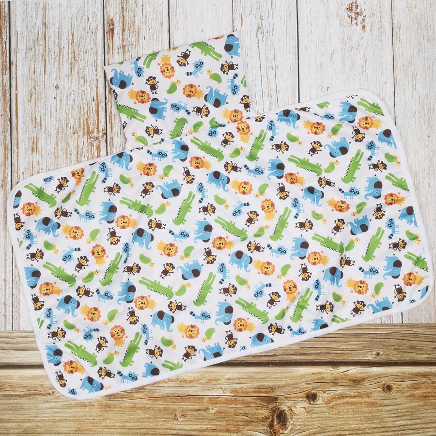 Littles & Bloomz Hoạt Hình Cho Bé Họa Tiết Hình Thú Di Động Có Thể Gập Lại Có Thể Giặt Nhỏ Gọn Du Lịch Tã Thay Tã Thảm Chống Thấm Sàn Thay Đổi Thảm Chơi - Nhiều màu - Xem 1